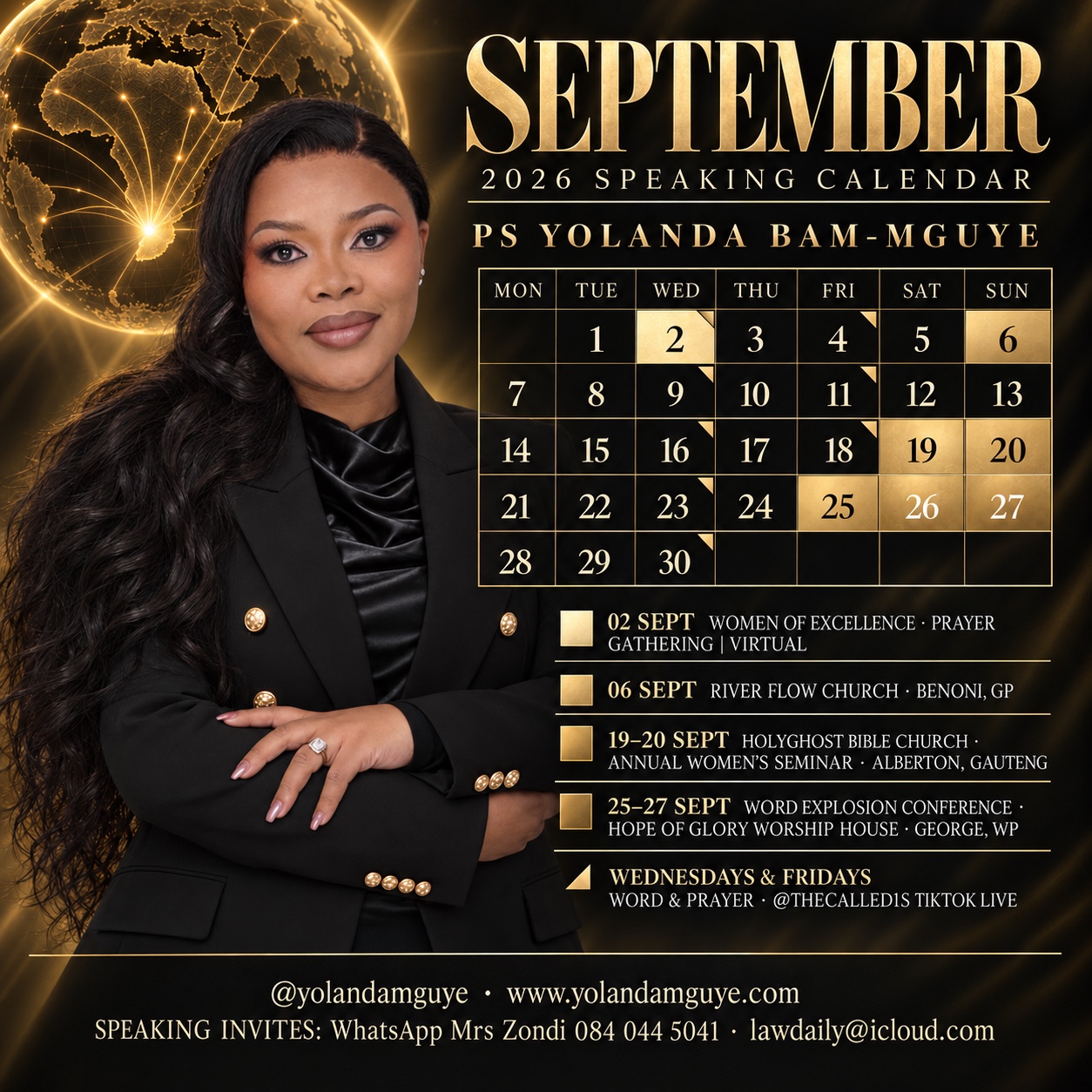 Yolanda Bam-Mguye September 2026 speaking calendar